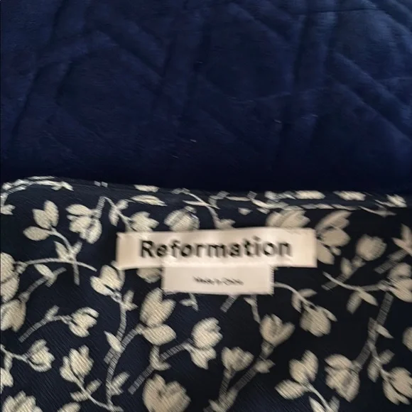 Reformation Black and White Ruffled Midi Dress with Plunge Neckline - Picture 5 of 5